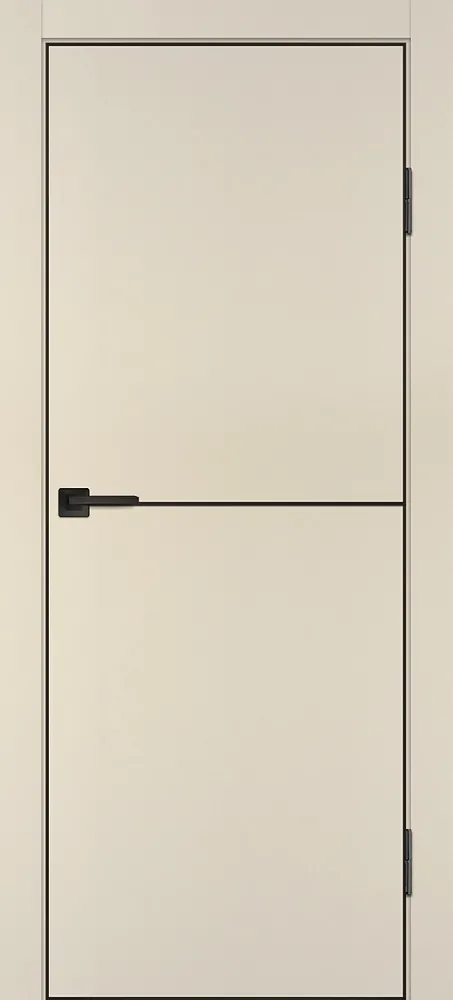 Фото Межкомнатная дверь P-19  черный молдинг PET,  кромка ABS черная c 4-х ст. Бежевый матовый